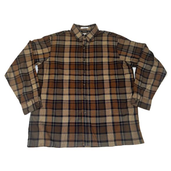 Perfect for Fall Vintage ARROW Sport Men's Large Brown Plaid Shirt - Picture 4 of 9